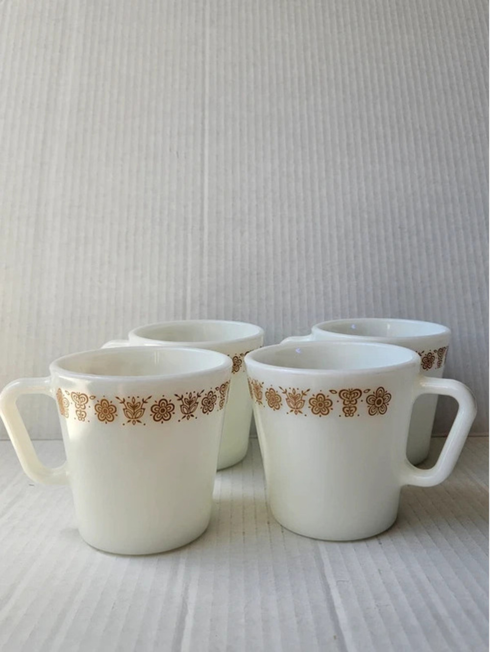 4 Vintage Pyrex butterfly gold mugs corning coffee cups MCM cottagecore
